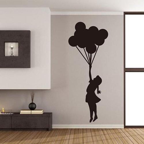 Balloons Girl Wall Decal Kids Girl Bedroom Living Room Home Decor Vinyl Wall Stickers Creative Classroom Nursery Wall Art S554