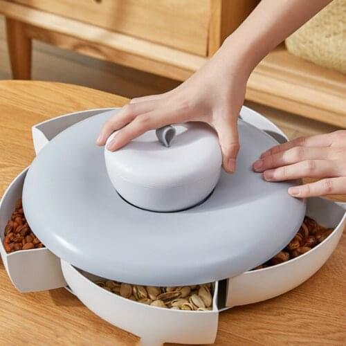 Rotating Fruit Plate Nordic Ins Home Tableware Living Room Snack Plate With Lid Compartment Dry Fruit Plate