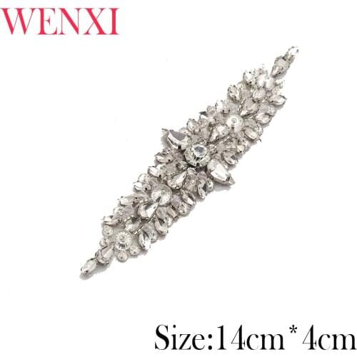WENXI 30PCS Wholesale Luxury Rhinestones Appliques For Wedding Dress Waistband Rose Gold Clear Crystal Accessory WX855