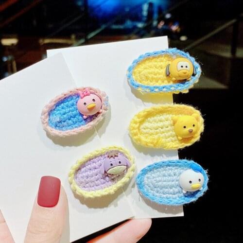 New Girls Cute Knitting Oval Cartoon Ornament Hair Clips Baby Children Lovely Sweet Barrettes Hairpins Kids Hair Accessories