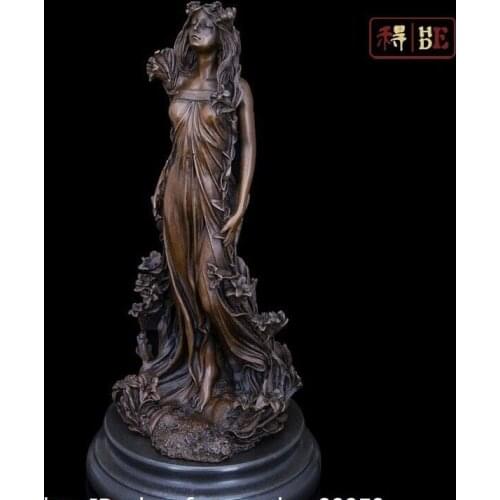 Western Abstract Art Sculpture Flower Fairy Bronze Copper Marble Statue Figurine