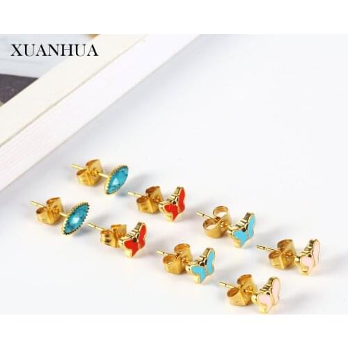 XUANHUA Earrings For Women Stainless steel Blue Jewelry Woman Vogue 2019 Fine Jewelry Accessories Wholesale lots bulk