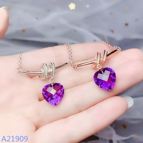 KJJEAXCMY boutique jewels 925 sterling silver inlaid amethyst gemstone female necklace pendant