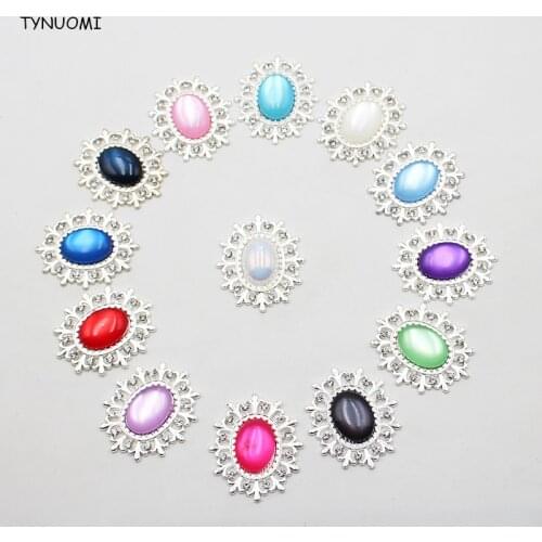 10Pcs 28*24MM Alloy Resin Rhinestone Flat Back Button Hand Sewing DIY Clothing Wedding Invitation Jewelry Decoration Accessories