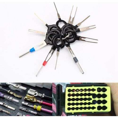 11PCS Auto Car Plug Circuit Board Wire Harness Terminal Extraction Pick Connector Crimp Pin Back Needle Remove Tool Set