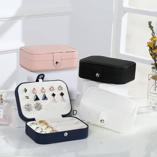 2021 New Jewelry Box Travel Cosmetic Jewelry Casket PU Leather Storage Box Ring Lady Case Portable Jewelry Organizer Necklaces