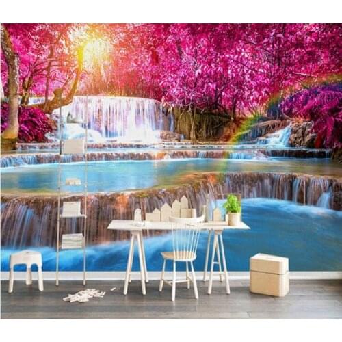 3D Wallpaper Beautiful Forest Waterfall Nature Landscape Photo Wall Murals Living Room Bedroom Backdrop Home Decor Papel Mural
