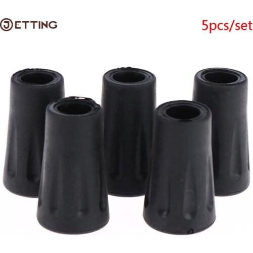 5Pc/set Black Trekking Pole Nordic Walk Stick Cane Climb Replacement Alpenstock Outdoor Camp Hike Protector Cap Tip Rubber Cover