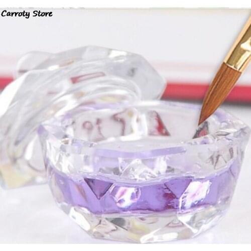AACAR 1Pc Acrylic Powder Liquid Crystal Cup Lid Glass Nail Art Dappen Dish Cup Acrylic Liquid Makeup Powder Nail Styling Tool