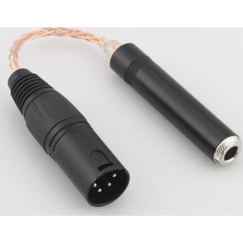 Audiocrast 10CM 8 cores Single Crystal Copper 4-Pin XLR Male Balanced to 6.35mm 1/4 Female Audio Adapter Cable
