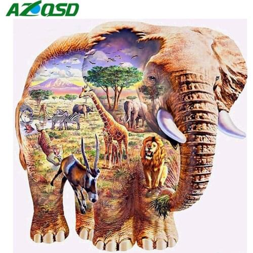 AZQSD Diamond Embroidery Mosaic Elephant DIY 5D Full Square Drill Diamond Painting Animal Cross Stitch Decor For Home Kits
