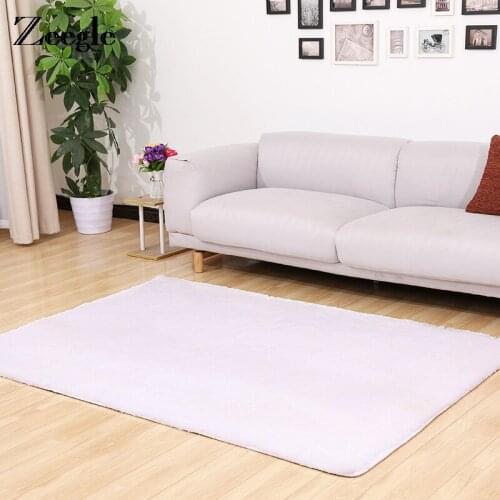 Zeegle Large Size Soft Shaggy Carpet For Living Room Kitchen Bathroom Kids Room Anti-slip Rug Solid Color Anti-skid Mats