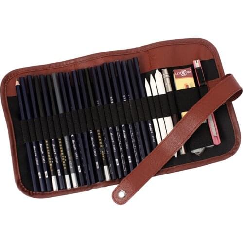 24 holes roll brush pen pouch Best Selling artist students Retro Canvas Makeup office school bag artists pencil case