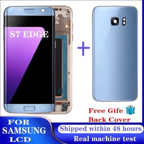 5.5'' Display with the Burn-Shadow LCD For SAMSUNG Galaxy S7 edge G935 G935F Touch Screen Digitizer Assembly with back cover