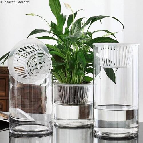 Home Hydroponic Plant Glass Bottle Transparent Straight Cylindrical Vase Simple Flower Pot Living Room Water Cylinder Container