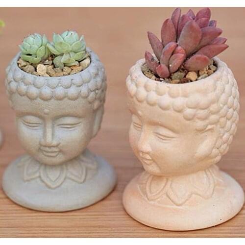Concrete Mold Succulent Plant Container Cement Mould Buddha Head Design Desktop Decor Potted Plant Flower Pot Clay Mold