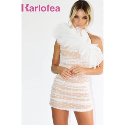 Karlofea Office Lady Elegant Mini Dress One Shoulder Sleeveless Vestidos Stylish Birthday Celebrity Party Outfits Ruched Dresses