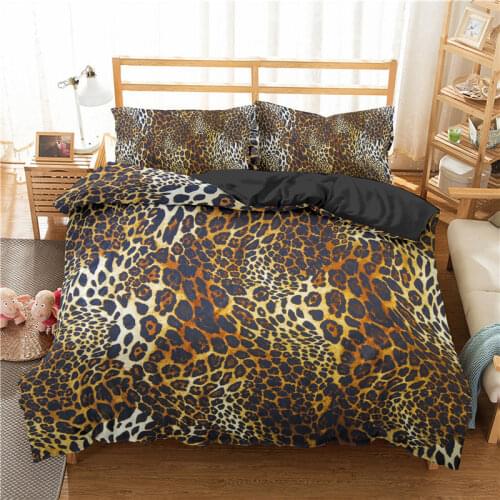 Luxury Housse De Couette 220x240 Leopard Print Bedding Set Gold King Duvet Cover Sets Bed Linens Home Quilt Cover Double Size