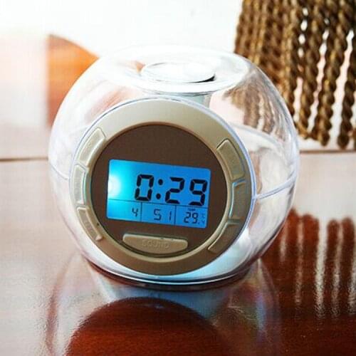Creative LCD Colorful Natural Sound Digital Clock With Calendar Round Ball Shape Des Clock