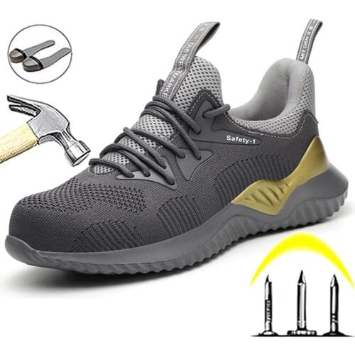Lightweight Work Sneakers Safety Shoes Men Protective Shoes Breathable Work Shoes Puncture-Proof Safety Boots Steel Toe Shoes