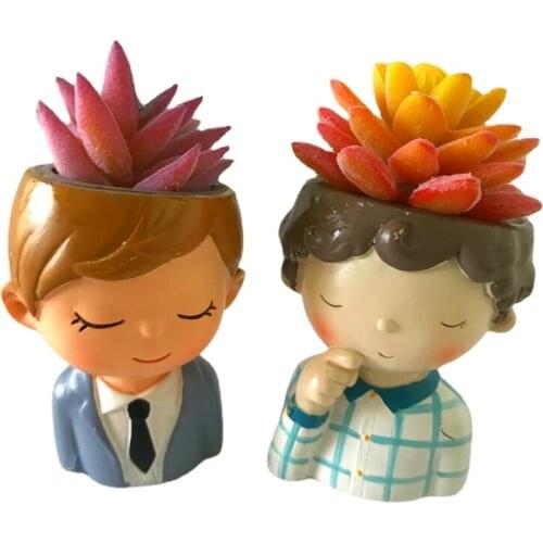 Cute Boy Planter Silicone Vase Mould Handmade Plaster Resin Craft Candle Flower Pot Mold Home Decor Baking Accessories