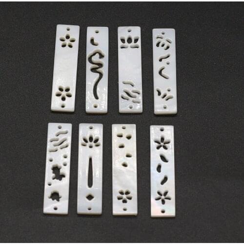 Fashion Natural Mother of Pearl Shell Pendant Connector Rectangle Hollow Slice Charms for Jewelry Making DIY Necklace Earrings