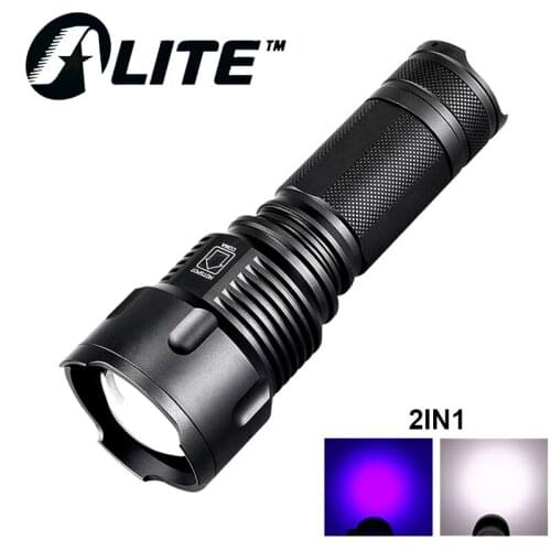 TMWT Powerful Hvidt lys(10W) OR 395Nm UV Lys(5W) 2 IN1 LED Flashlight IPX6 Zoomable Lantern Lamp For Daily lighting
