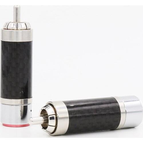 High quality VR007R Rhodium plated rca plug connector set screw Carbon fiber terminal