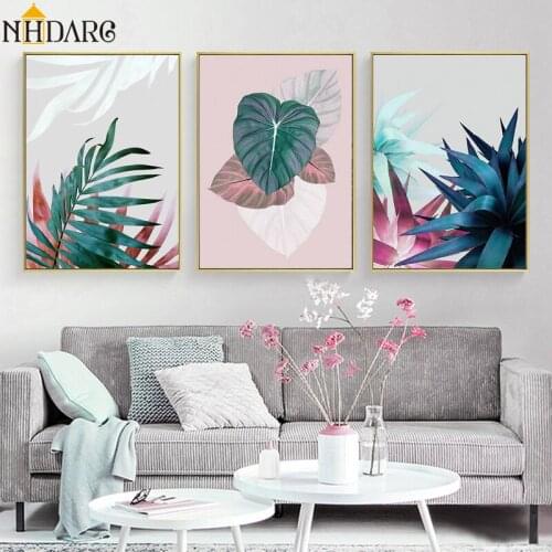 Wall Art Posters and Prints Canvas Painting Wall Pictures for Living Room Modern Nordic Natural Green Flower Leaves Decoration