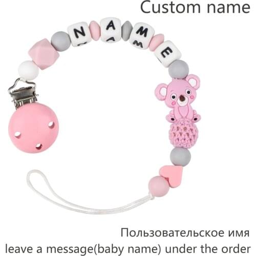 New Silicone pacifier holder Personalized DIY Name With Stainless Steel Pacifier Clips Baby Anti-Dropping Baby Teething
