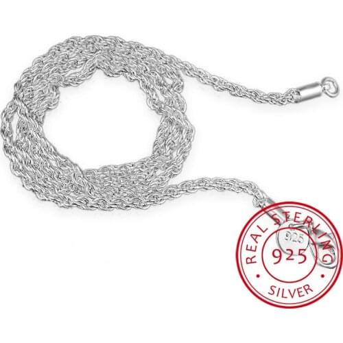 Wholesale Personality Fashion OL Woman Girl Party Gift Silver 3MM Rope Chain 925 Sterling Silver Chain Necklace NC189