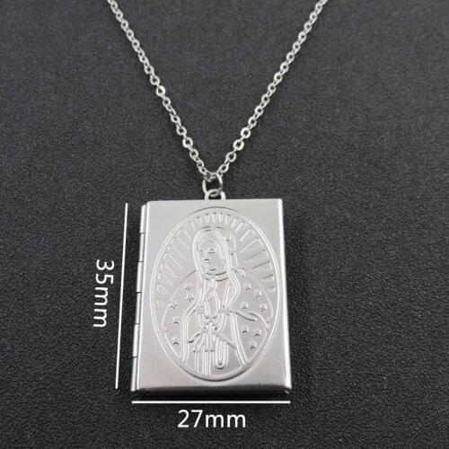 Stainless Steel Can Open Maria Logo Frame Perfume Pendant Necklace Women Jewelry Accessories