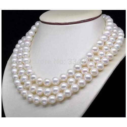 Natural AAA + GRADE 7 - 8 MM White Pearl Necklace 60 "Long>>> women jewerly Free shipping