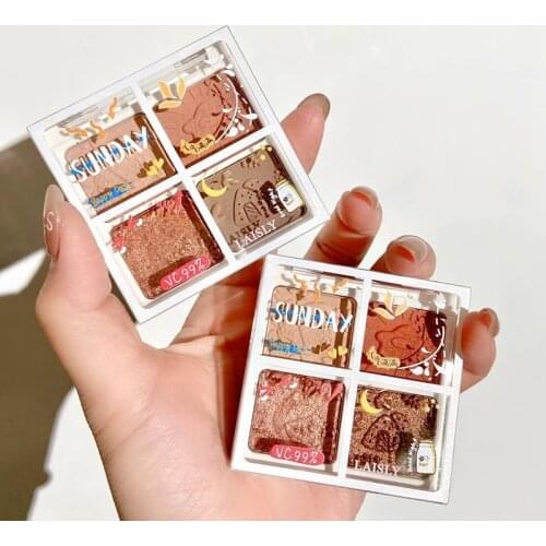 4 Colors Full Matte Eyeshadow Palette Non Flying Powder High Color Rendering Transparent Acrylic Shell Square Makeup SANA889