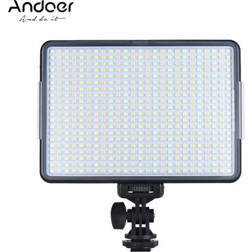 Andoer W500 Professional Dimmable LED Video Light Fill Light Bi-Color Temperature for Portrait Wedding Photography Interview