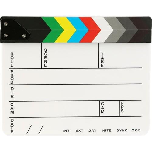 Acrylic Colorful Clapperboard Clapper Board Dry Erase Director Cut TV Movie Film Action Slate Clap Handmade Cut Prop