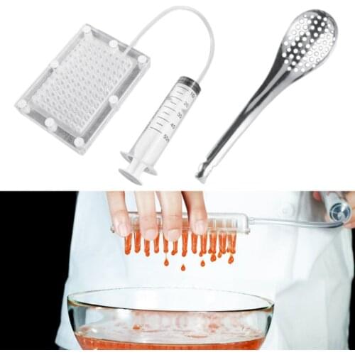 96-Hole Molecular Gastronomy Caviar Maker Gourmet Fish Roe Strainer Caviar Filter Spherification Dropper with Tube & Spoon Kit