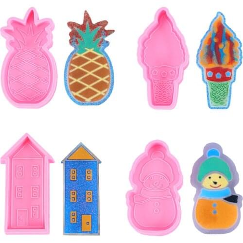 Snowman Ice Cream Pineapple House Building Silicone Resin Mold DIY Jewelry Crafts Casting Decoration