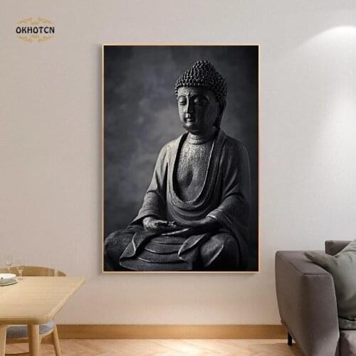 Buddha Statue Wall Art Canvas Painting Buddhist Meditating Buddha Poster Religious Print Picture Living Room Wall Art Decoration