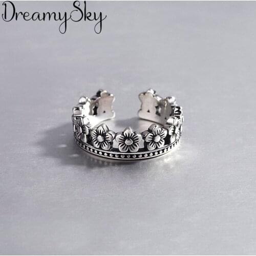 High Quality Vintage Silver Color Crown Rings For Women Ladies Luxury Large Finger Rings Girls Gifts Anillos Anelli