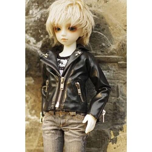 [wamami] 770# Black Leather Jacket Coat Outfit MSD DZ 1/4 BJD Dollfie