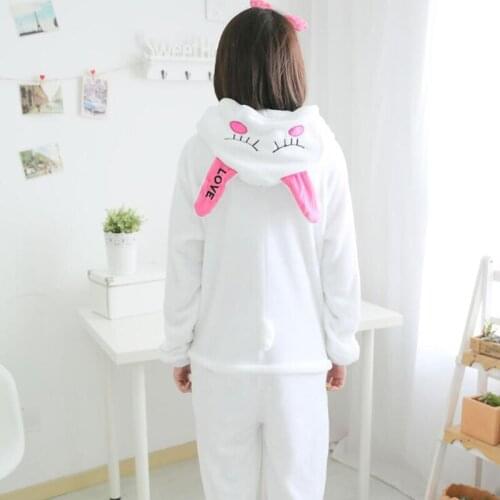 Adult Anime Kigurumi Onesies Love Rabbit Costume For Women Men Animal Blue Stitch Clothing Onepieces Sleepwear Home Cloths Girl