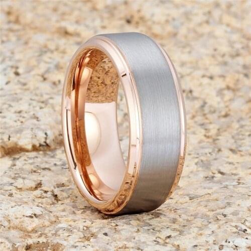 Rose Gold Women Rings Wedding Band Tungsten Carbide Ring Engagement Ring Unique Tungsten Rin Men Women Ring