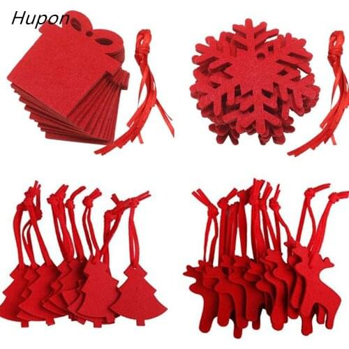 10pcs Red Christmas Pendants Ornaments DIY Felt Crafts Xmas Tree Hanging Ornaments Christmas Decorations for Home Near Year Gift
