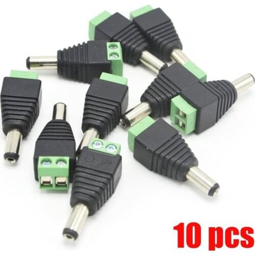 10pcs DC plug Male DC Power Plug Connector 2.1mm x 5.5mm 5.5*2.1mm Screw Fastening Type DC Plug Adapter to connection led strip