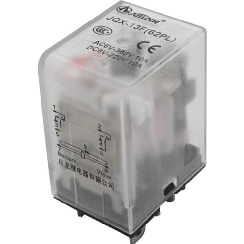 2pcs JQX-13FL AC 12V Coil 8 Pin 10A DPDT LED Indicator Electromagnetic Power Relay+ Base+ DIN Rail Slotted Aluminum