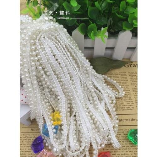 2Yards Vintage 9mm Costume Dress Sewing Supplies Craft Nylon White Pearl Beads Embroidered Wedding Lace Trim Ribbon DIY Material