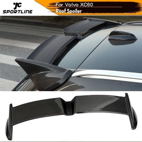 ABS Glossy Black Carbon Look Rear Roof Spoiler Boot Lip Wing For Volvo XC60 2018 - 2020