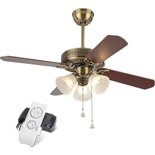 American Vintage Ceiling Fan With Lights Remote Control Ventilador De Techo 220 Volt Bedroom Ceiling Light Fan Lamp E27 Bulbs