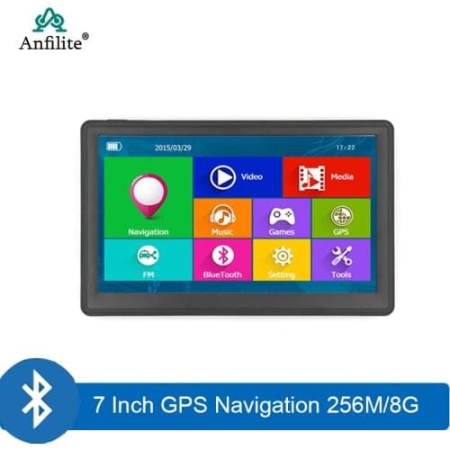 Anfilite Free shipping 7 inch 800x480 DDR 256M 8GB Car 3D GPS Navigation Bluetooth 800MHZ Windows wince CE 6.0 truck navigator